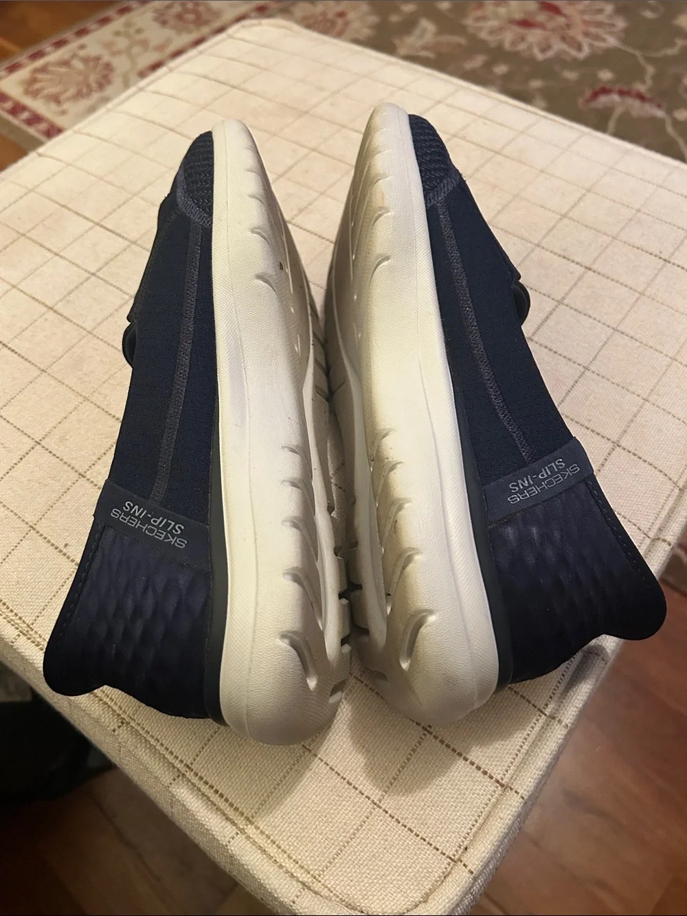 Skechers Navy Slip-Ins with White Soles